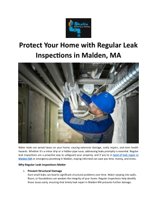 Protect Your Home with Regular Leak Inspections in Malden, MA