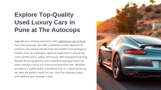 Explore Top-Quality Used Luxury Cars in Pune at The Autocops