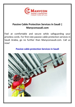 Passive Cable Protection Services In Saudi Manyconsaudi.com