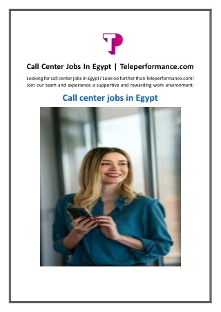 Call Center Jobs In Egypt  Teleperformance.com