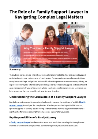 The Role of a Family Support Lawyer in Navigating Complex Legal Matters