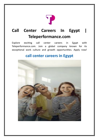 Call Center Careers In Egypt  Teleperformance.com