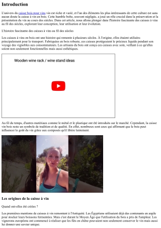 L'histoire fascinante des caisses à vins au fil des siècles