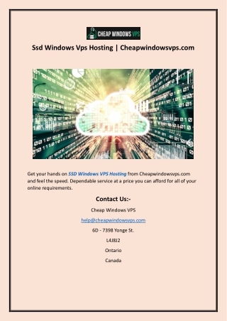 Ssd Windows Vps Hosting  Cheapwindowsvps.com