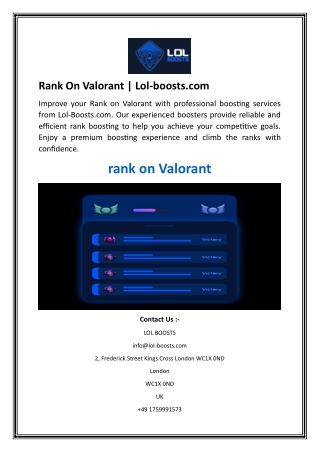 Rank On Valorant  Lol-boosts.com