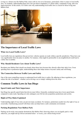“Why Understanding Local Traffic Laws Is Crucial For Those Living Near Balboa Pa