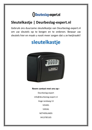 Sleutelkastje  Deurbeslag-expert.nl