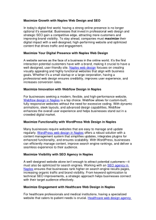 Maximize Growth with Naples Web Design and SEO