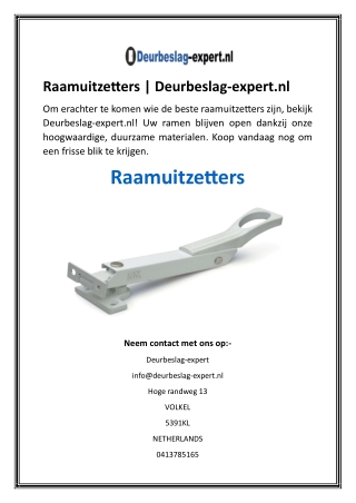 Raamuitzetters  Deurbeslag-expert.nl
