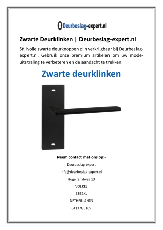 Zwarte Deurklinken  Deurbeslag-expert.nl