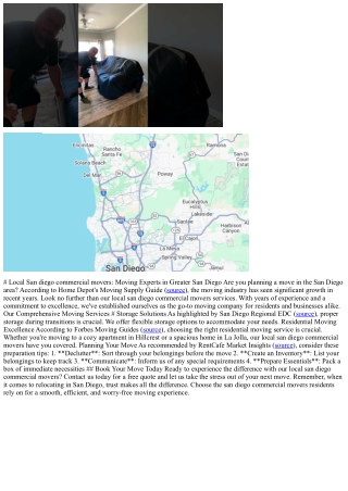 # Local San diego commercial movers: Moving Experts in Greater San Diego