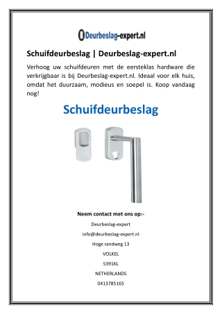 Schuifdeurbeslag  Deurbeslag-expert.nl