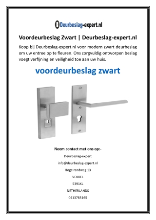 Voordeurbeslag Zwart  Deurbeslag-expert.nl