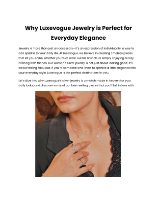 Why Luxevogue Jewelry is Perfect for Everyday Elegance