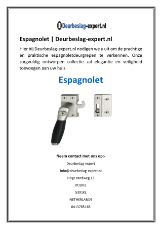 Espagnolet  Deurbeslag-expert.nl