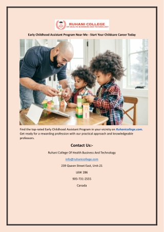 Early Childhood Assistant Program Near Me  Start Your Childcare Career Today