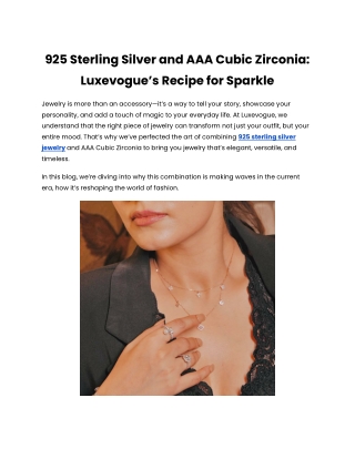 925 Sterling Silver and AAA Cubic Zirconia_ Luxevogue’s Recipe for Sparkle