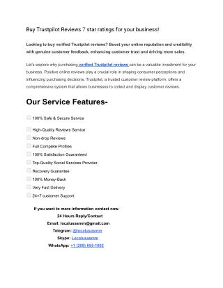 Buy Trustpilot Reviews 7 star ratings for your business