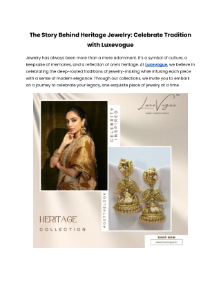 The Story Behind Heritage Jewelry_ Celebrate Tradition with Luxevogue
