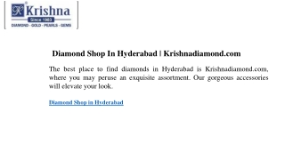 Diamond Shop In Hyderabad  Krishnadiamond.com