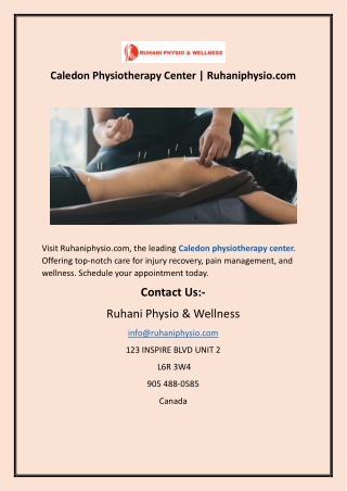 Caledon Physiotherapy Center  Ruhaniphysio.com