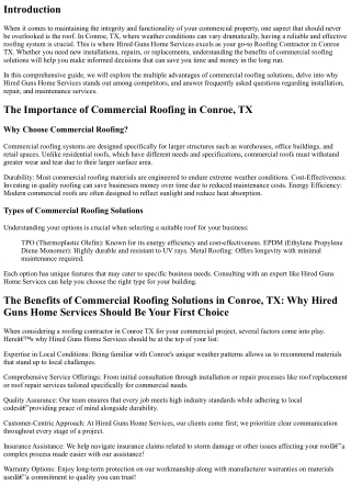 The Benefits of Commercial Roofing Solutions in Conroe, TX: Why Hired Guns Home