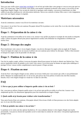 Comment revaloriser une caisse à vin en bois en étagère d'angle