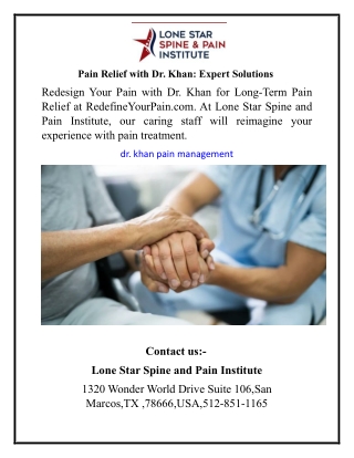 Pain Relief with Dr. Khan Expert Solutions
