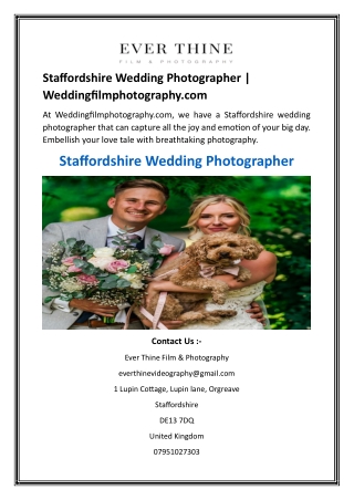 Staffordshire Wedding Photographer  Weddingfilmphotography.com