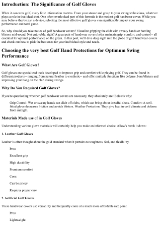 Choosing the Best Golf Gloves for Optimal Swing Performance