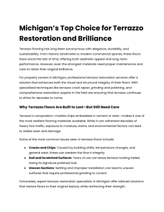 Michigan’s Top Choice for Terrazzo Restoration and Brilliance