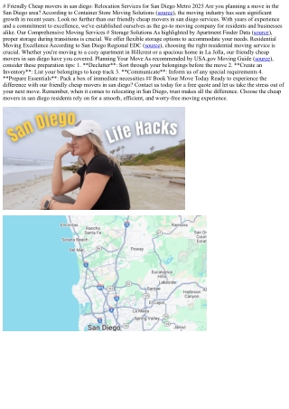 # Friendly Cheap movers in san diego: Relocation Services for San Diego Metro 20