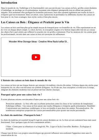 Les Caisses en Bois : Élégance et Praticité pour le Vin