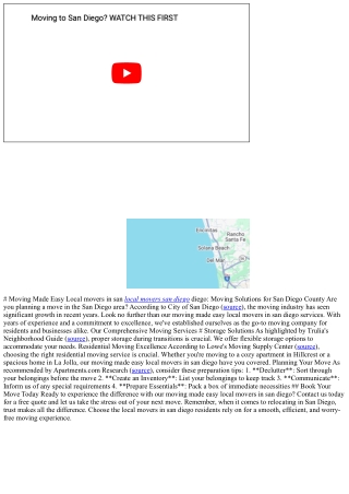 # Moving Made Easy Local movers in san diego: Moving Solutions for San Diego Cou