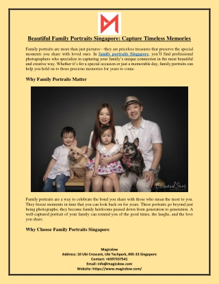 Beautiful Family Portraits Singapore Capture Timeless Memories