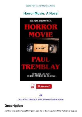 Books PDF Horror Movie A Novel