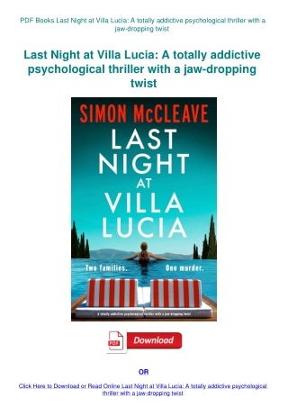 PDF Books Last Night at Villa Lucia A totally addictive psychological thriller with a jaw-dropping t