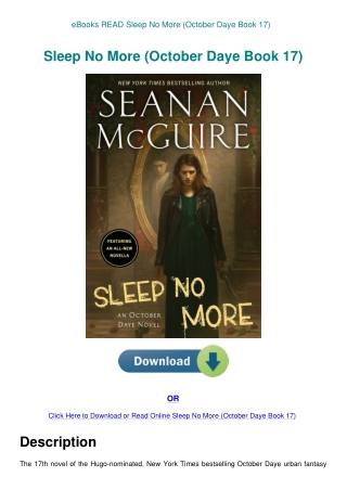 eBooks READ Sleep No More (October Daye Book 17)