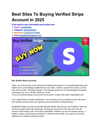 Best Sites To Buying Verified Stripe Account In 2025