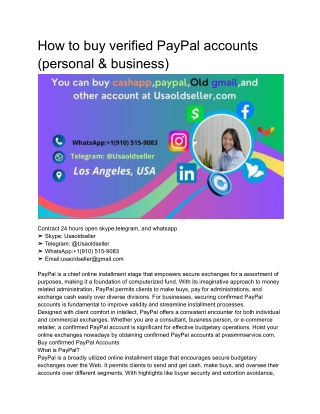 How to buy verified PayPal accounts (personal & business)