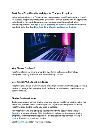 Best Prop Firm Website and App for Traders