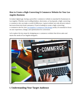 How to Create a High-Converting E-Commerce Website for Your Los Angeles Business