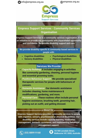 Empress Support Services - Community Services Organisation