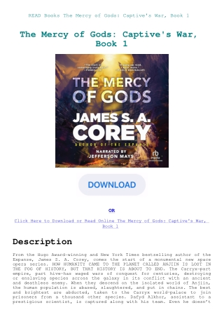 READ Books The Mercy of Gods Captive's War  Book 1