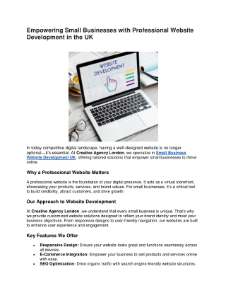 Empowering Small Businesses with Professional Website Development in the UK