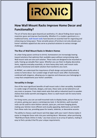 How Wall Mount Racks Improve Home Decor and Functionality