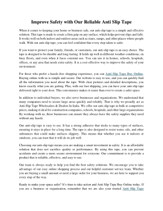 Improve Safety with Our Reliable Anti Slip Tape 