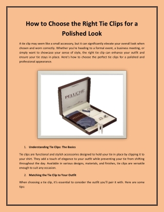 How to Choose the Right Tie Clips for a Polished Look