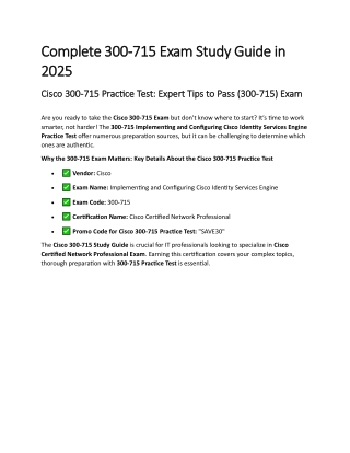 Complete 300-715 Exam Study Guide in 2025