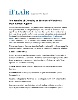 Top Benefits of Choosing an Enterprise WordPress Development Agency (1)